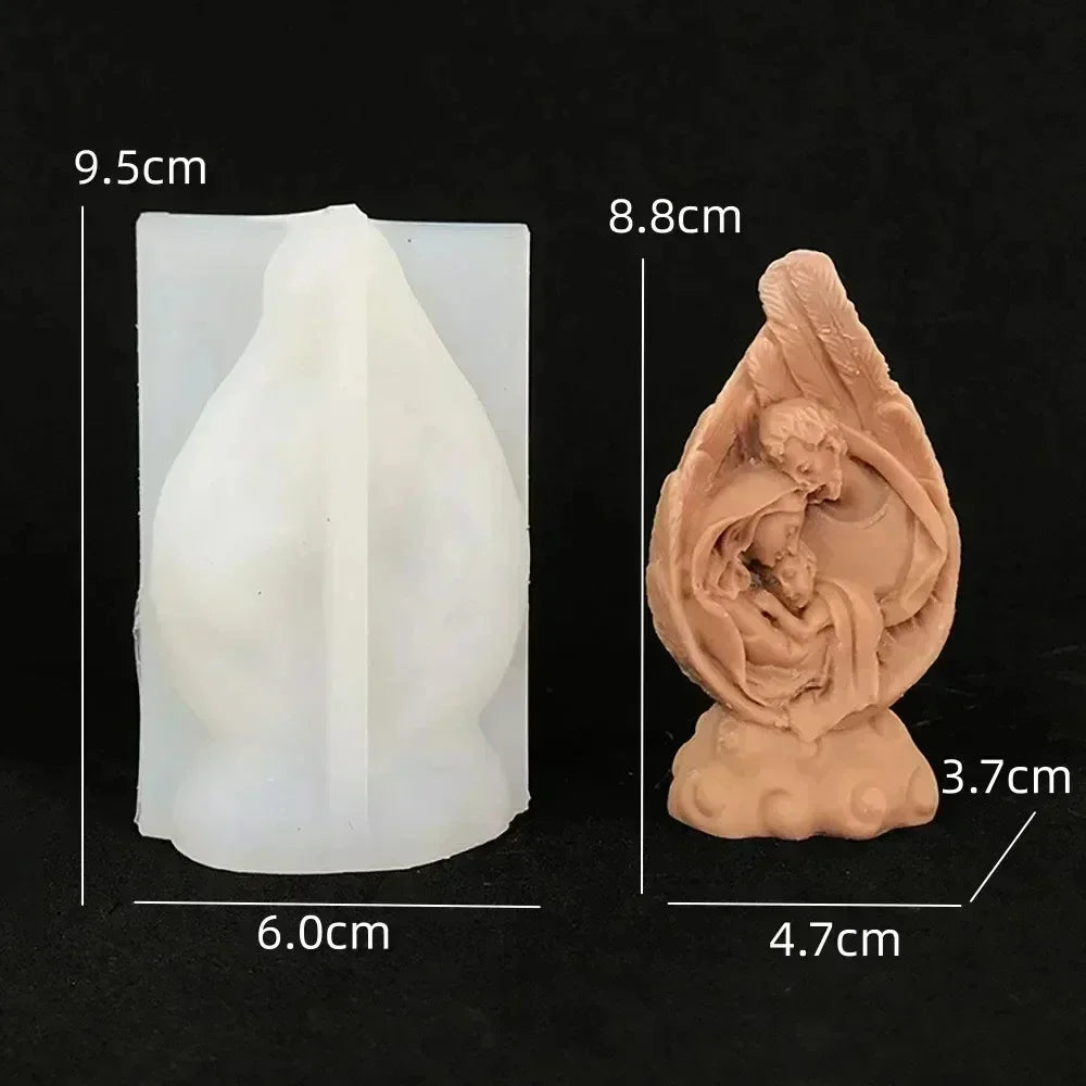 3D Easter Jesus Egg Candle Silicone Mold Virgin Mary Easter Egg Candle Mould Resin Jesus Egg Gypsum Molds Easter Gift