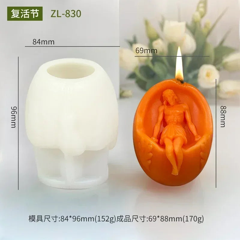 3D Easter Jesus Egg Candle Silicone Mold Virgin Mary Easter Egg Candle Mould Resin Jesus Egg Gypsum Molds Easter Gift