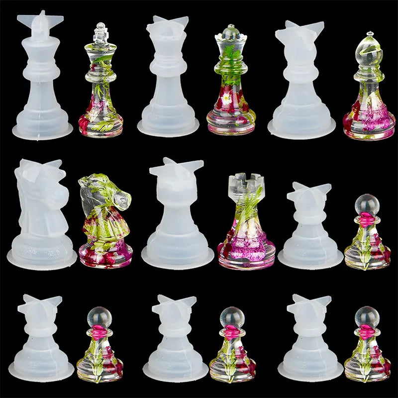 DIY Crystal Epoxy Resin Mold 3D Chess Piece Silicone Mould For Resin