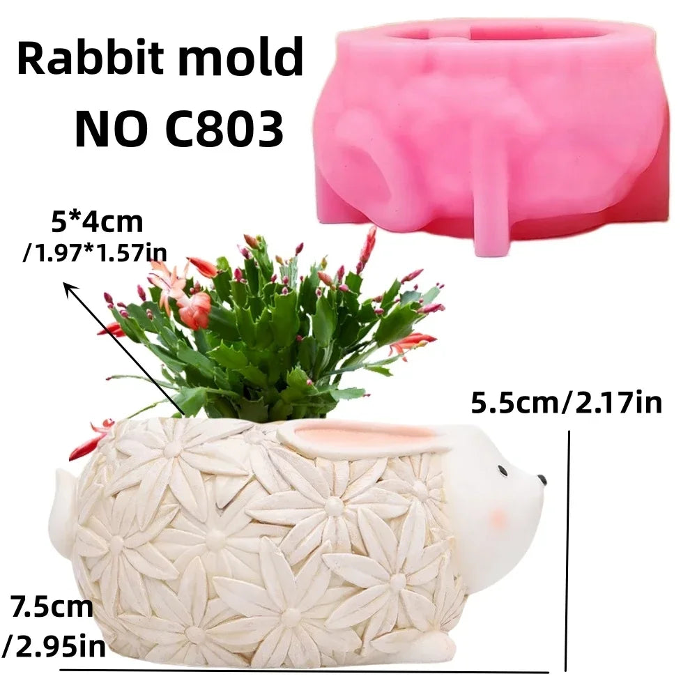 3D Animal Slippers Succulent Plant Flower Pot Resin Silicone Mold Hole Shoes Sandals Storage Box Pen Holder Concrete Gypsum Mold