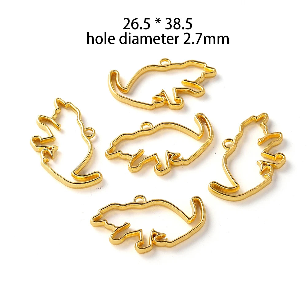 5Pcs/Set Metal Frame DIY Jewelry Necklace Pendant Gold Kitten Cat Cute Hollow Frames UV Epoxy Resin Tools Accessories Handmade