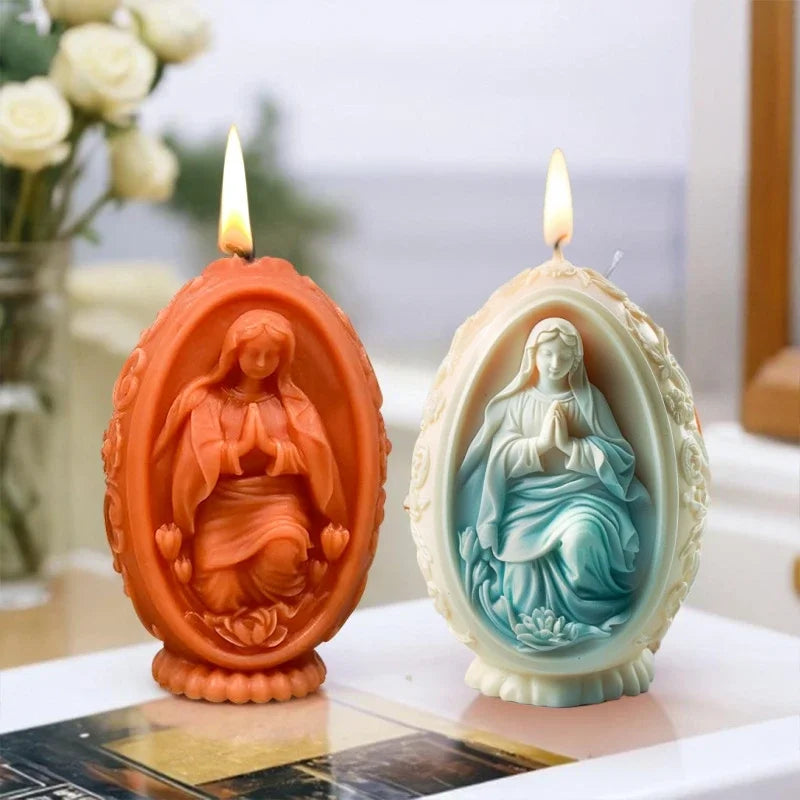 3D Easter Jesus Egg Candle Silicone Mold Virgin Mary Easter Egg Candle Mould Resin Jesus Egg Gypsum Molds Easter Gift