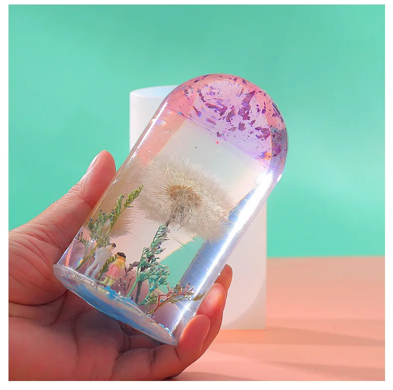 Cylindrical Night Light Ornament Resin Drip Mold DIY Dried Flower Specimen Lamp Holder Silicone Mold Home Decoration Storage