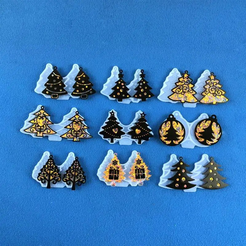 Christmas Earrings Pendant Silicone Mold Jewelry Pendants Epoxy Resin Molds for DIY Epoxy Resin Earring Keychain Charms Crafts