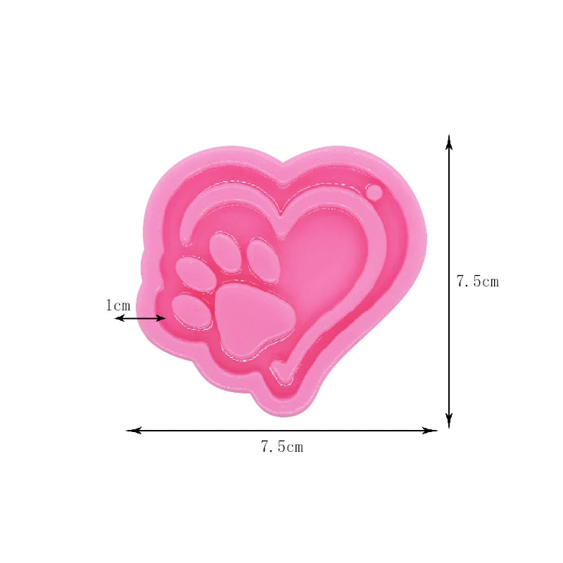 Dog Tag Bone Shaped Kitten Claw Keychain Mold DIY Resin Mold Crystal Epoxy Silicone Mold Pendant Jewelry Making Casting Mould