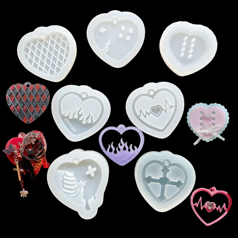 DIY Epoxy Resin Mold Heart Series Quicksand Silicone Mold Shaker Mold Jewelry Tool