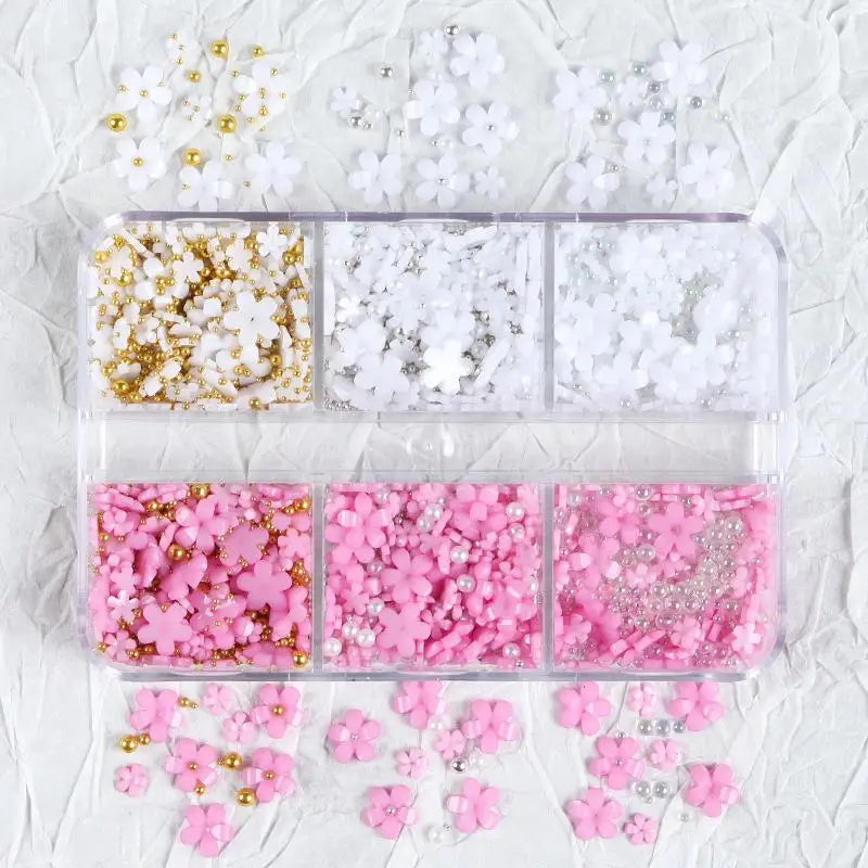 1pack Acrylic Flower Resin Filling For Epoxy Resin Mold Filler Nail Art Decoration Mixed Size Flower With Beads Jewelry Filling