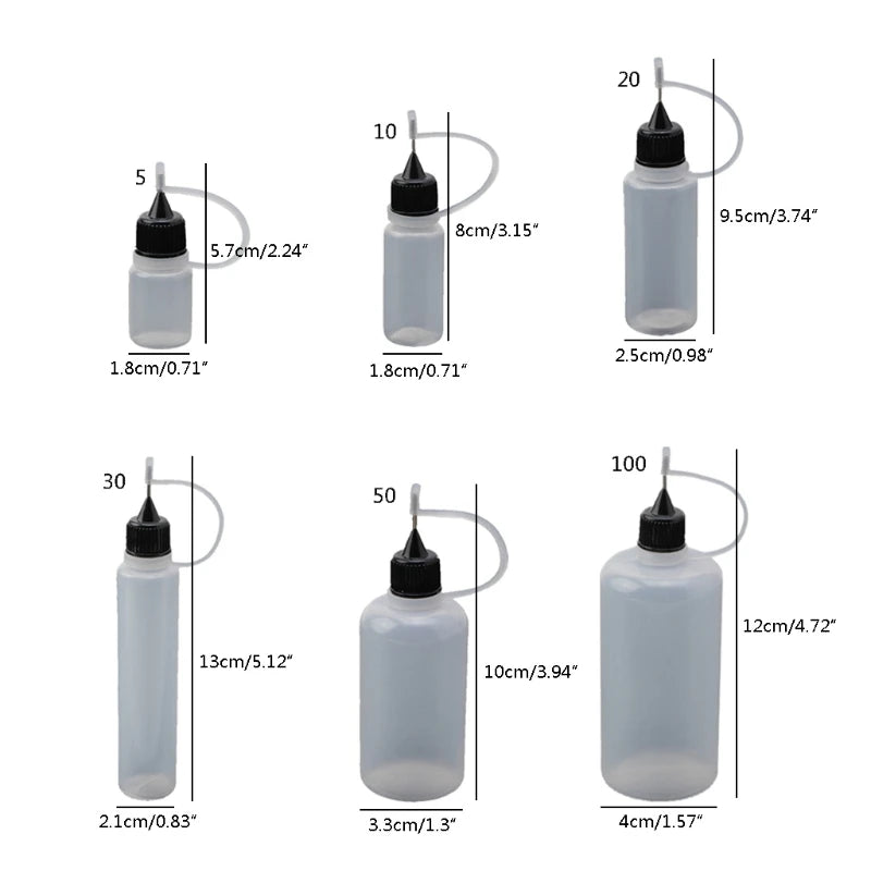 10Pcs 5-100ml Epoxy Resin Mold Small Gaps Coloring Bottles With Syringe Needle Handling Resin Colorant Details Craft Tools