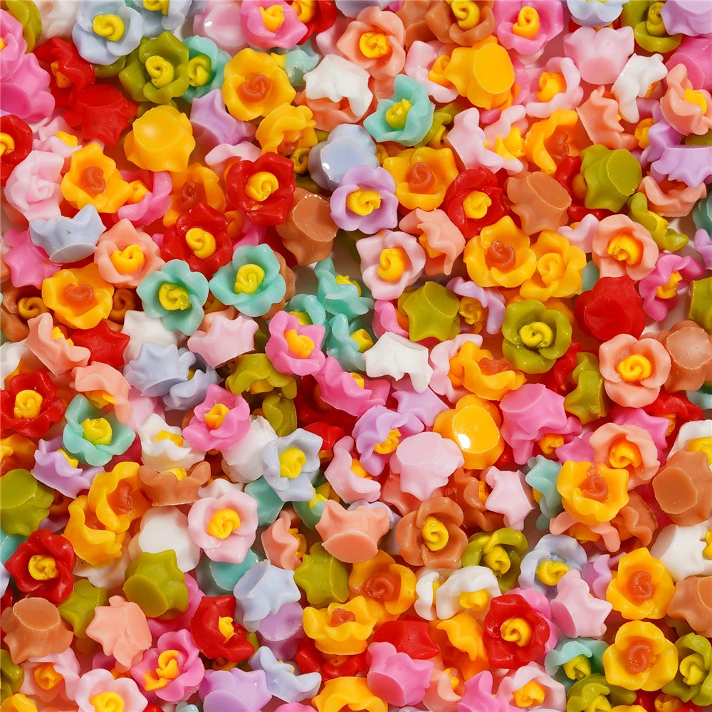 100Pcs/Lot Cute Resin 6/8mm Mixed Flowers Fillings Materials for DIY Epoxy Resin Mold Nail Art Decor Crafts Accessories