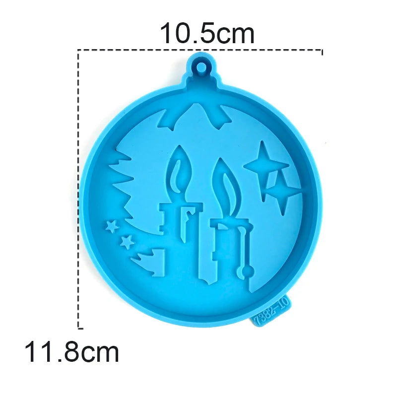 Christmas Round Shaped Pandents Silicone Mold DIY Handmade Plaster UV Epoxy Resin Keychain Molds Christmas Tree Decor Supplies