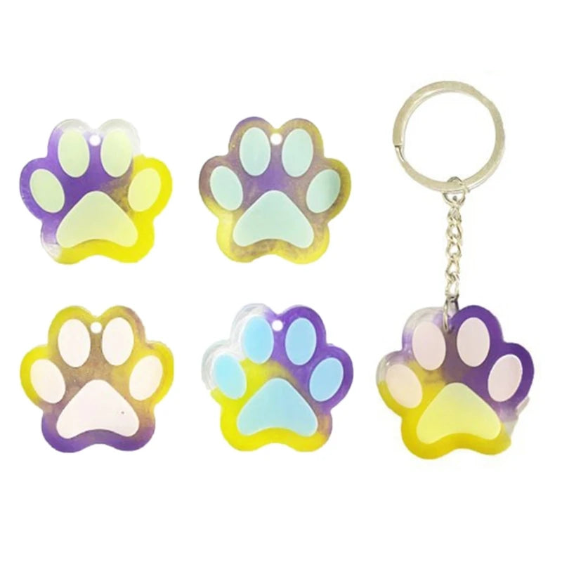 DIY 6 Cavity Cat Paw Shape Earrings Silicone Mold with Hole Necklace Keychain Pendant Charms Hanging Ornament Epoxy Resin Mould