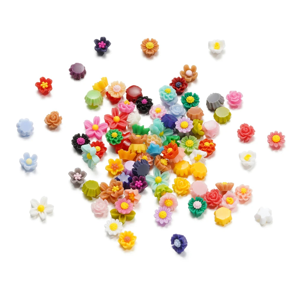 100Pcs/Lot Cute Resin 6/8mm Mixed Flowers Fillings Materials for DIY Epoxy Resin Mold Nail Art Decor Crafts Accessories