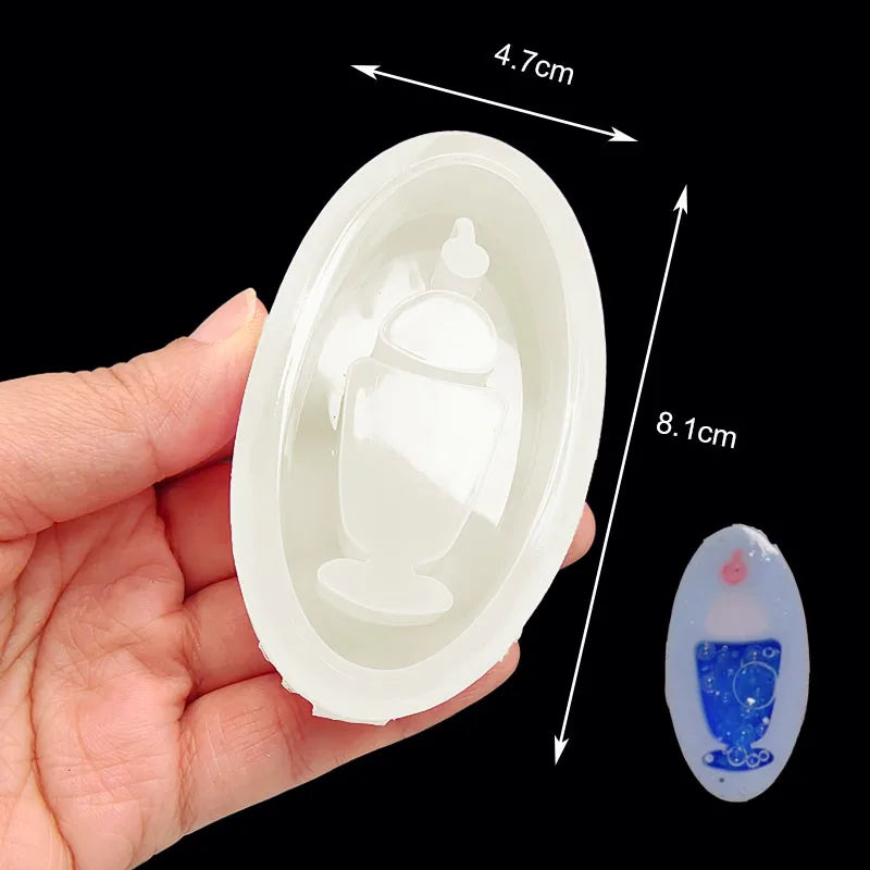 DIY Drink Cup Ice Cream Dessert Shaped Silicone Epoxy Resin Mold Jewelry Mold Jewelry Accessories for Keychain