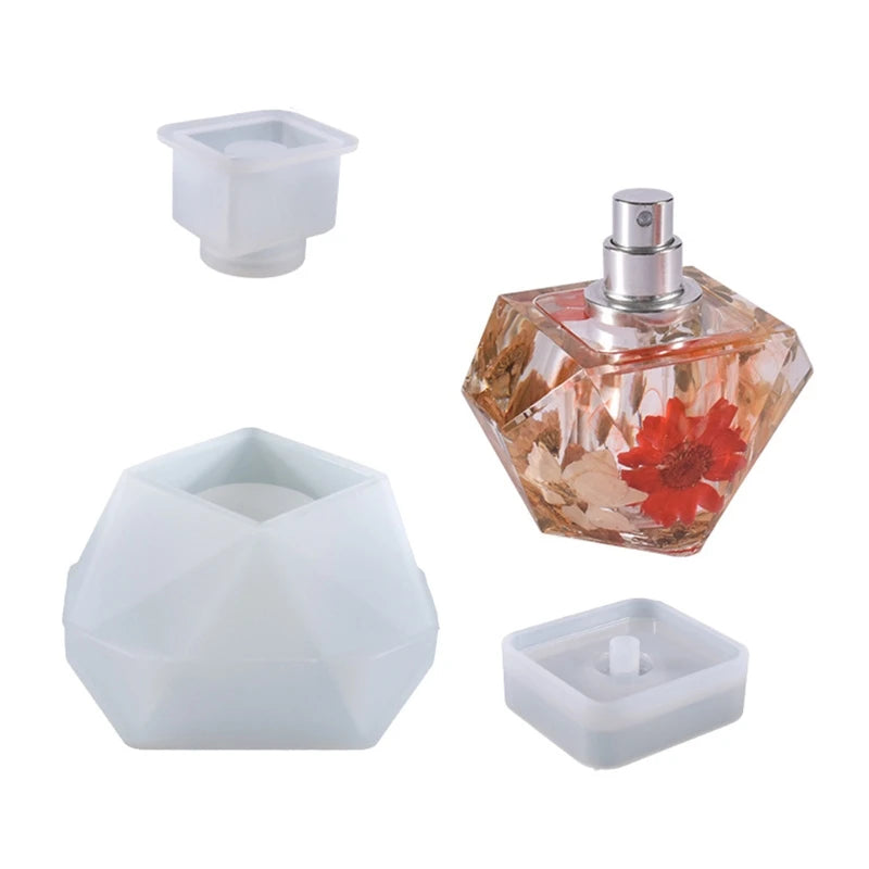 Diy Crystal Epoxy Resin Mold Cut Surface Irregular Perfume Bottle Storage Decoration Silicone Mold Container Epoxy Mold