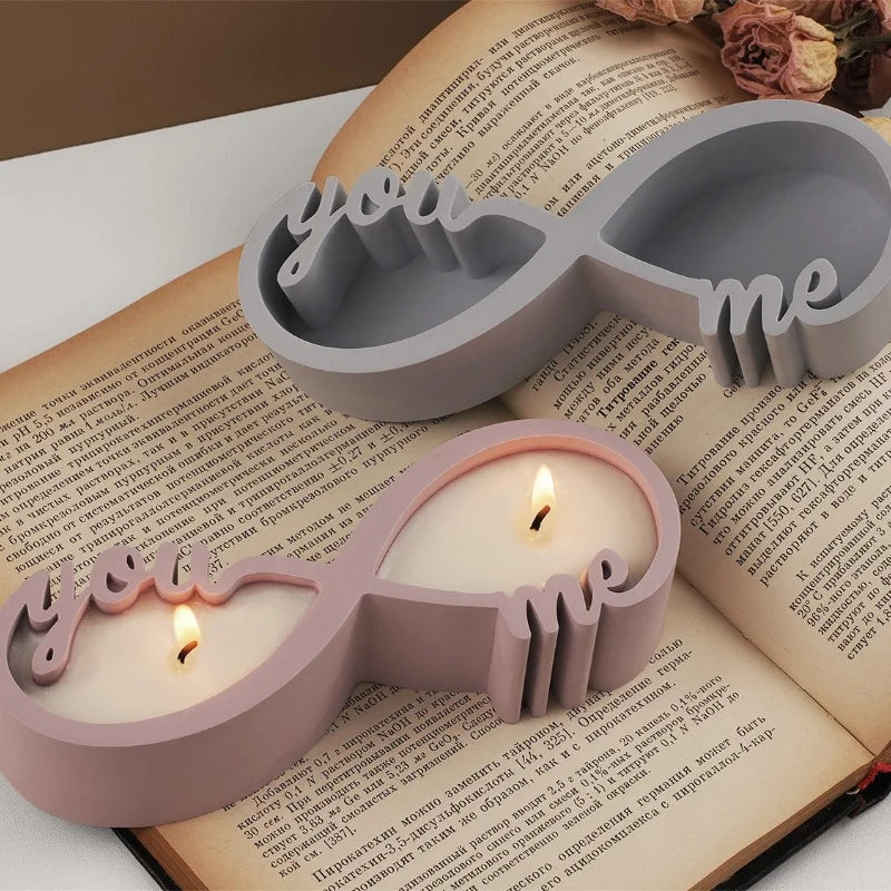 DIY You Me Couple Candle Cup Mirror Silicone Molds Gypsum Aromatherapy Container Jewelry Storage Can Resin Mold Home Handicrafts