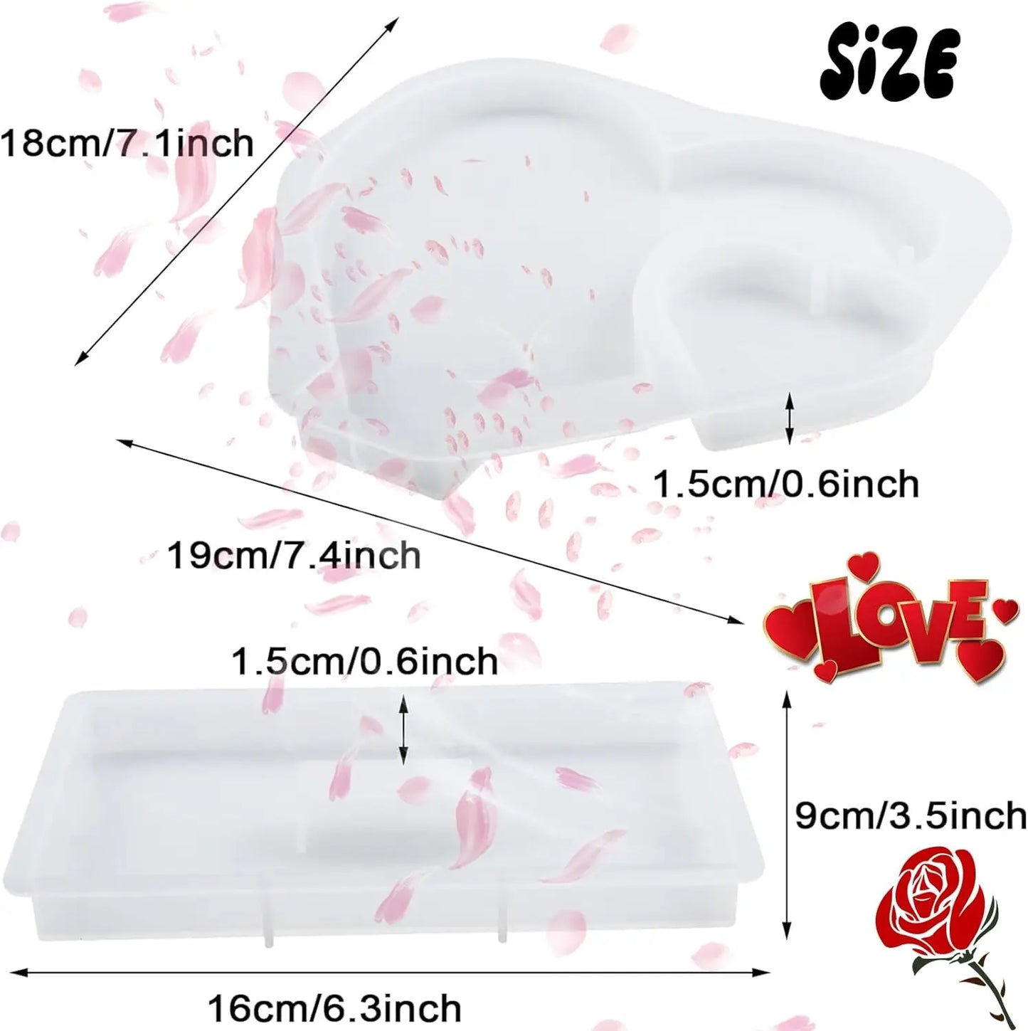 DIY Crystal Epoxy Resin Mold Love Heart Picture Frame Pendulum Pedestal Base Silicone Mold