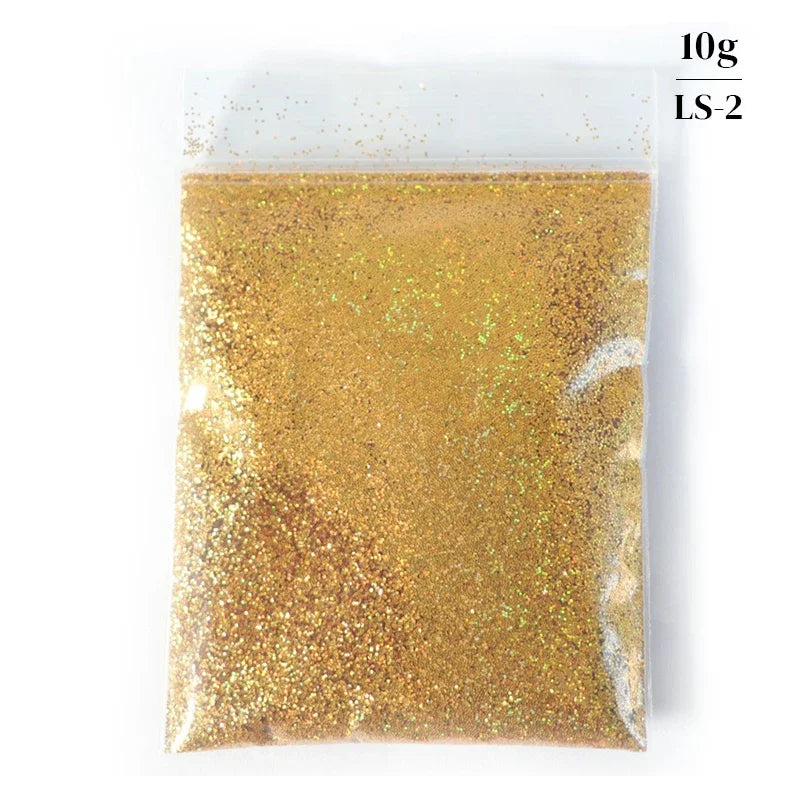 10g Holographic Glitter For Epoxy Resin Filling Laser Gold Silver Fine Powder Loose Sequins Silicone Mold Tumbler Art DIY Crafts