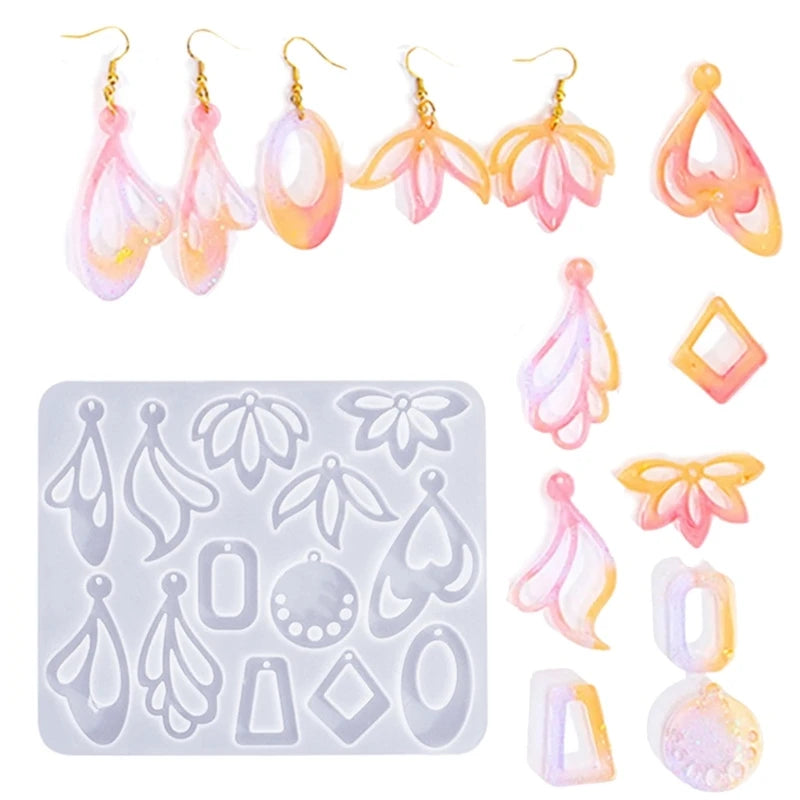 Convenient Silicone Molds Geometric Hollow Earrings Moulds Unique Jewelry Pendant Moulds Earring Making Mold for Earring R3MC