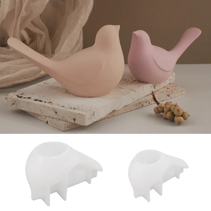 DIY Bird Candle Silicone Mold Cement Gypsum Candlestick Ornament Epoxy Resin Mold Home Handicrafts Decoration