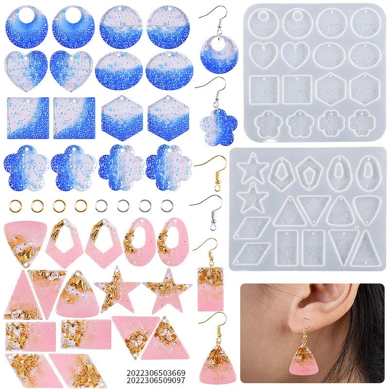 Droplet Shape Earring Pendant Silicone Mold Crystal Epoxy Resin Hollowed Out Earring Molds Creative Jewelry Necklace Pendans