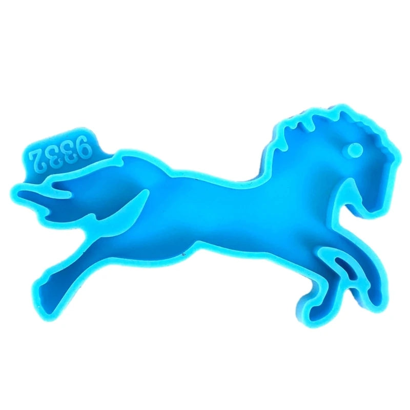 DIY Cute Horse Shaped Silicone Keyring Mold with Hole Handmade Lovely Animal Keychain Pendant Charm Epoxy Resin Casting Mould