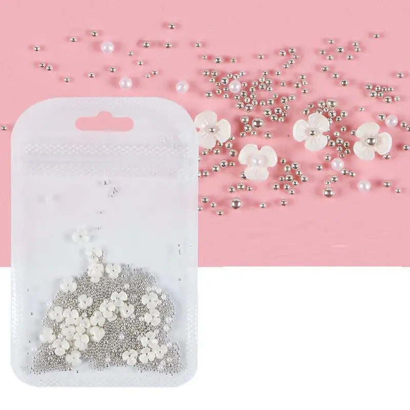 1pack Acrylic Flower Resin Filling For Epoxy Resin Mold Filler Nail Art Decoration Mixed Size Flower With Beads Jewelry Filling