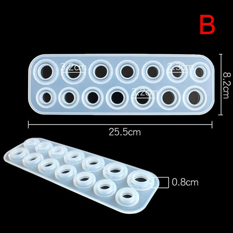 14 Holes Sizes Flat Rings Mold Collection Handmade DIY Making Pendant Ring Jewelry Silicone Mold Crystal Epoxy Mould Epoxy Resin