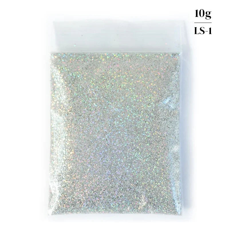 10g Holographic Glitter For Epoxy Resin Filling Laser Gold Silver Fine Powder Loose Sequins Silicone Mold Tumbler Art DIY Crafts