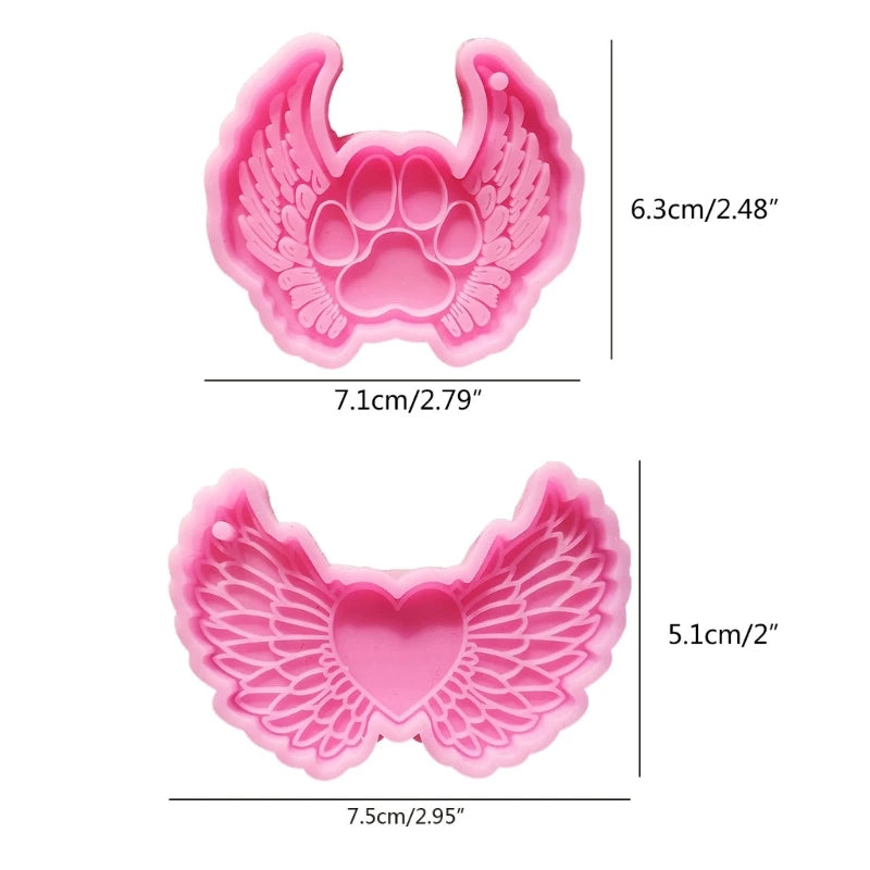 DIY Love Angel Wing Keychain Mold Handmade Keychain Decorative Pendant Silicone Mould Jewelry Bag Charms Ornament Casting Tool