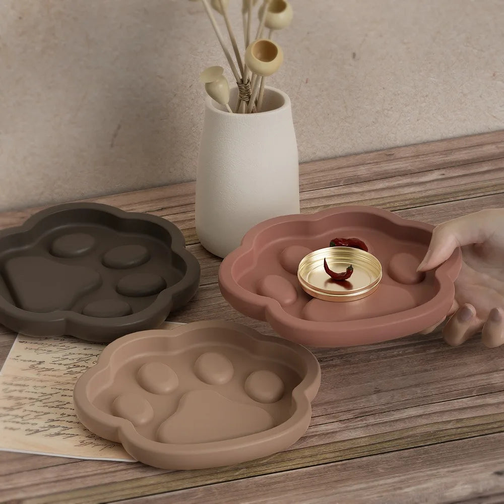 DIY Cat Claw Storage Tray Silicone Mold Gypsum Jewelry Dish Fruit Plate Desktop Ornament Resin Epoxy Mold Home Crafts Decoration