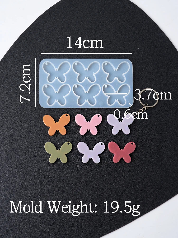 Clover Series Resin Pendant Mould Butterfly Cloud Lucky Clover DIY Scented Gypsum Hanging Ornament Keychain Crafts Silicone Mold