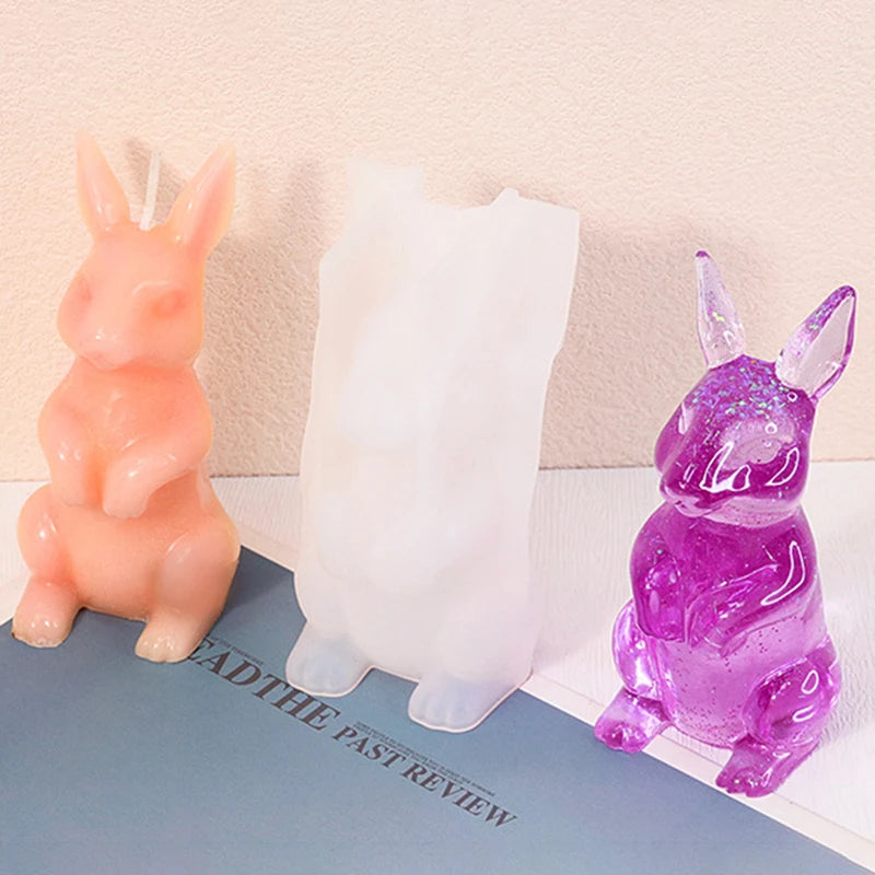 DIY Cute Animal Crystal Drop Glue 3D Mold Easter Rabbit Cat Dog Silicone Mold For Candle Making Home Table Decoration Crafts