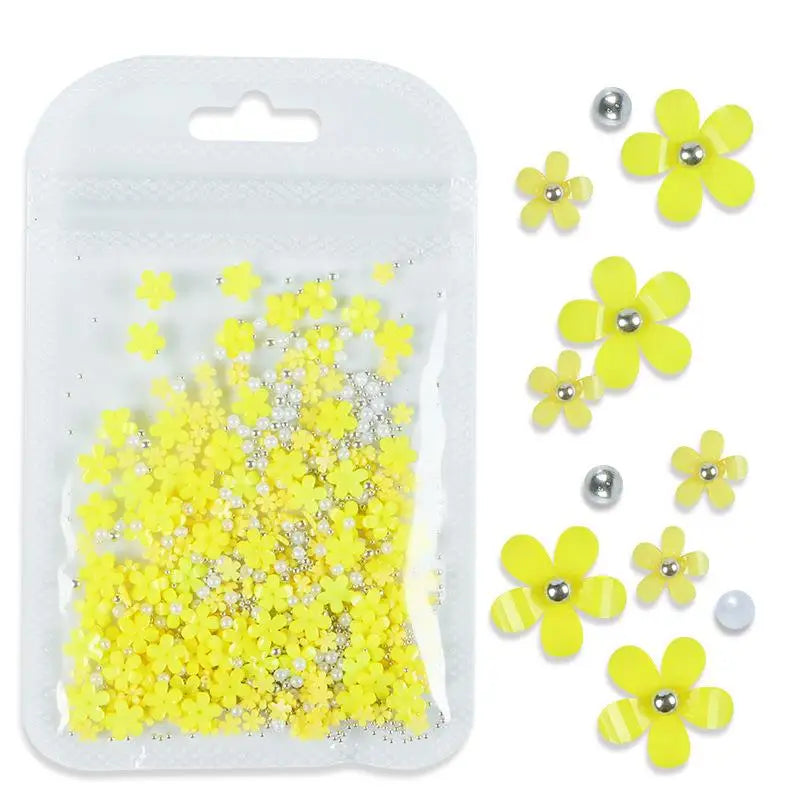 1pack Acrylic Flower Resin Filling For Epoxy Resin Mold Filler Nail Art Decoration Mixed Size Flower With Beads Jewelry Filling