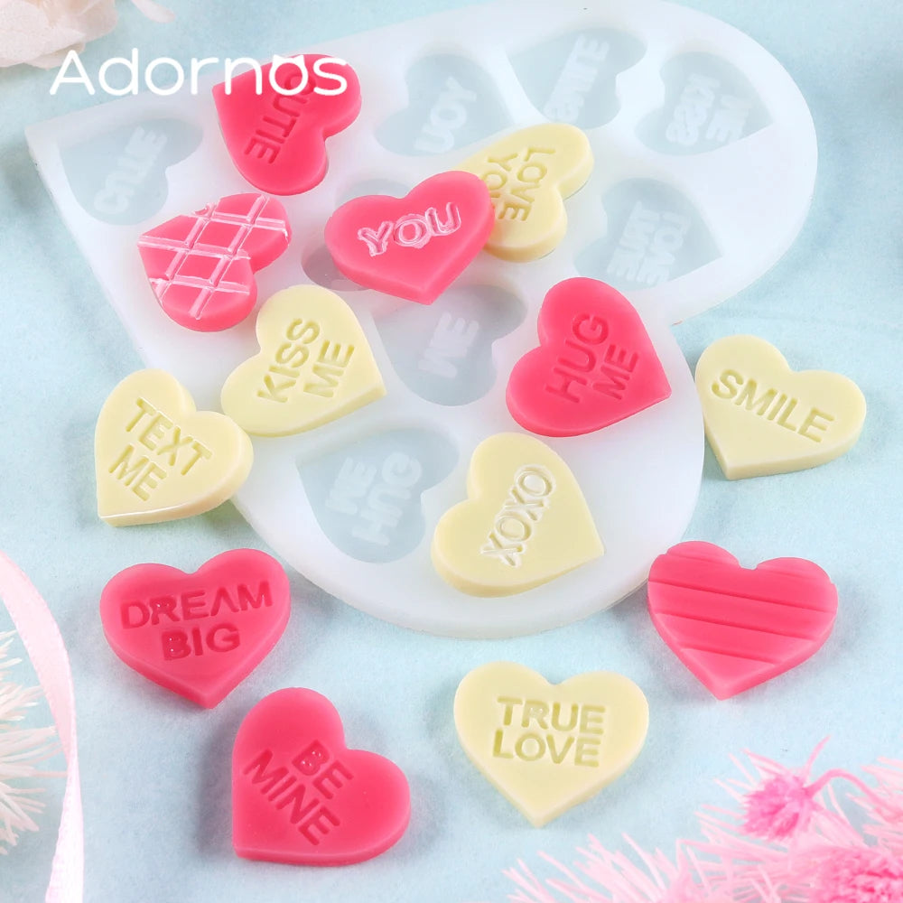 1pc Love Heart Letter Silicone Resin Molds For Earring Necklace Bracelet Keychain DIY Couple Valentine's Day Gift Casting Molds