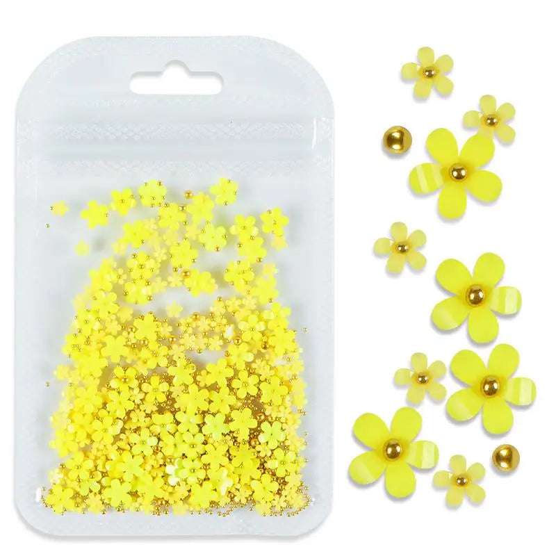 1pack Acrylic Flower Resin Filling For Epoxy Resin Mold Filler Nail Art Decoration Mixed Size Flower With Beads Jewelry Filling