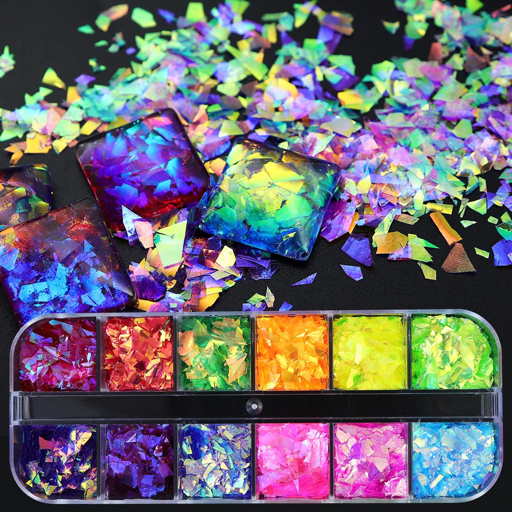 Aurora Iridescent Irregular Glitter Flakes Epoxy Resin Filling Chunky Sequins Large Fragment Resin Mold Filler DIY Crafts Making