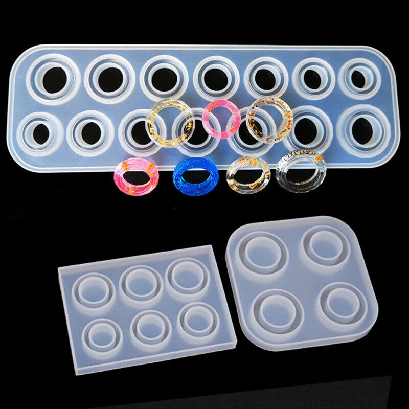 14 Holes Sizes Flat Rings Mold Collection Handmade DIY Making Pendant Ring Jewelry Silicone Mold Crystal Epoxy Mould Epoxy Resin