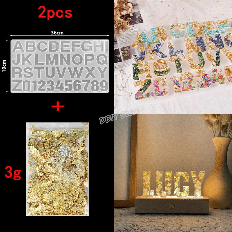 Alphabet Number Mold DIY Large /Small Alphabet Letter Pendant Resin Mold Crystal Epoxy Silicone Mold Keychain Multipurpose Mould