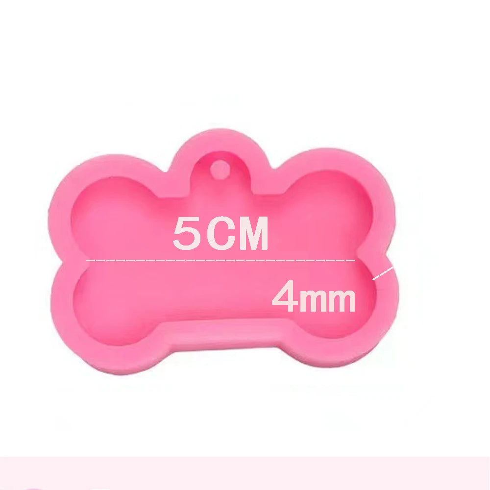 DIY Dog Tag Pendant Bone Shaped Silicone Mould Shaped Crafts Keychain Pendant Making Tools Epoxy Resin Mold Jewelry Making Tool