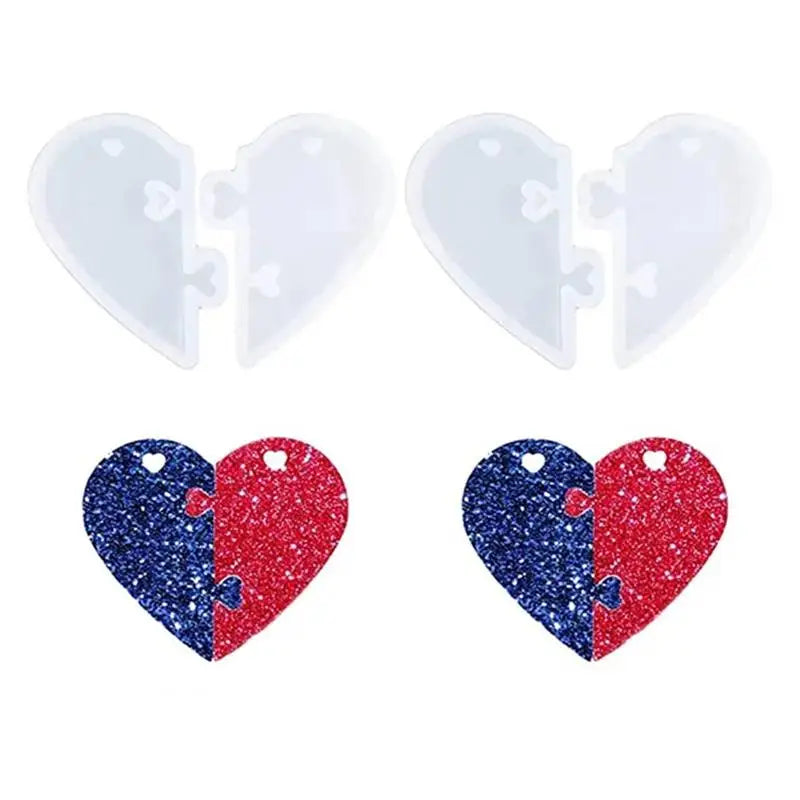 1/3pcs Heart Puzzle Pendant Epoxy Resin Silicone Mold Casting Mould for DIY Jigsaw Jewelry Necklace Craft Valentine Gift Making