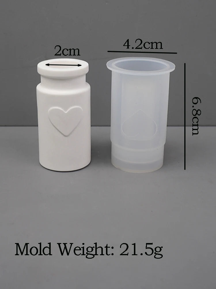 DIY Round Love Bottle Silicone Mold candlestick Test-tube hydroponics vase Molds Plaster Ornament Making Craft Drop Glue Mould