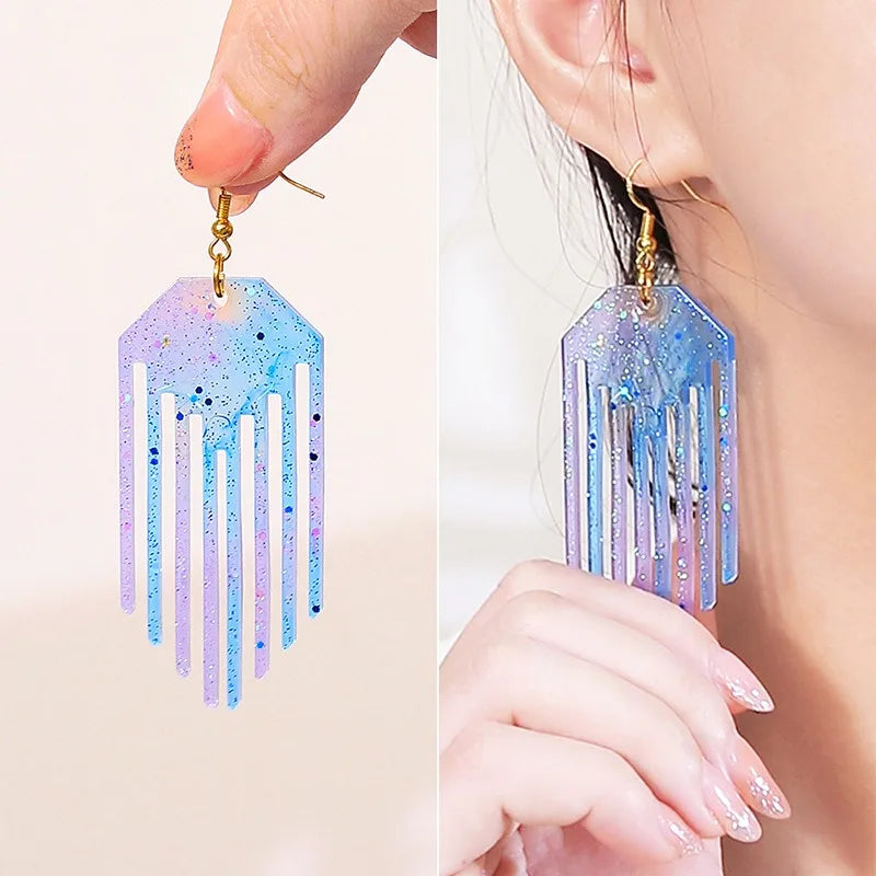 DIY Hollow Geometric Earrings Mirror Silicone Mold Shaped Pendant Hanging Ornament Epoxy Resin Mold Jewelry Handmade Accessories