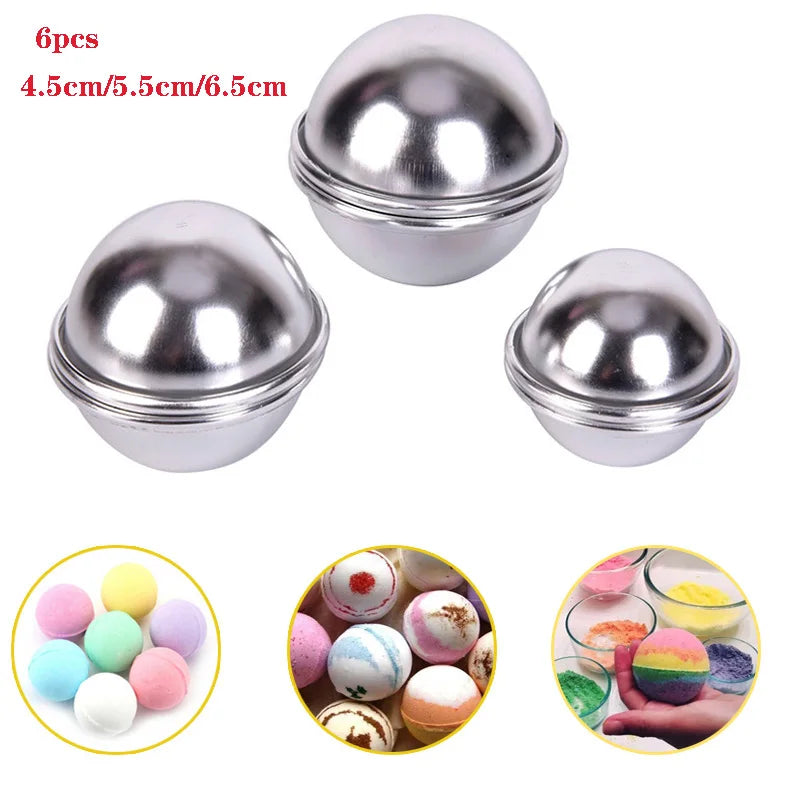 6pcs /set DIY Semicircle Sphere Bath Bomb Molds Aluminum Alloy Ball Sphere Bath Bomb Mold Cake Baking Pastry Mould