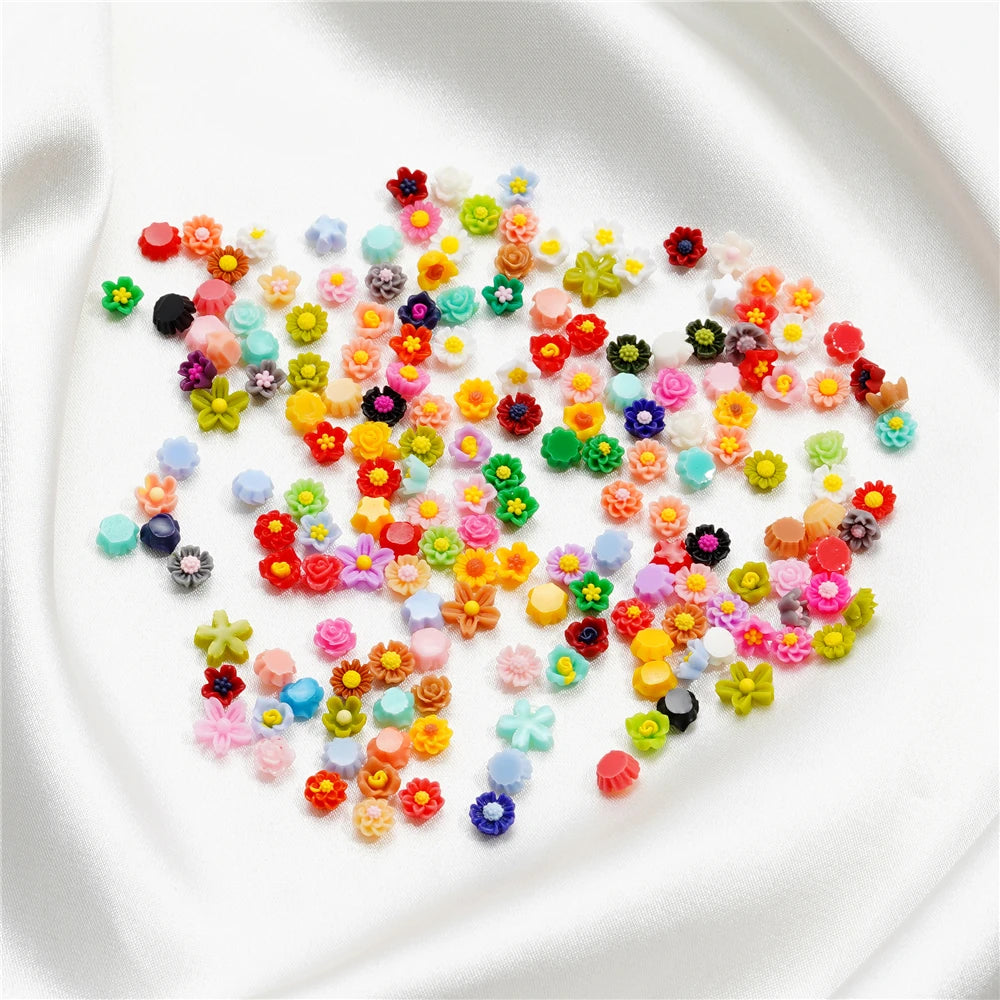 100Pcs/Lot Cute Resin 6/8mm Mixed Flowers Fillings Materials for DIY Epoxy Resin Mold Nail Art Decor Crafts Accessories