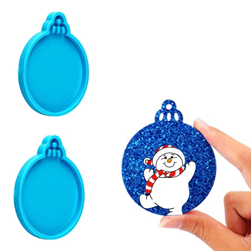 4Pcs Christmas Ball Ornament Resin Mold DIY Round Shape Keychain Pendant Silicone Mold Xmas Tree Hanging Pendant Casting Tool