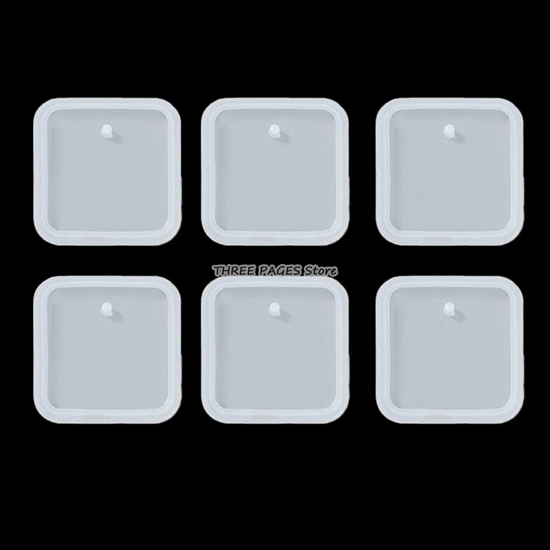 1/6/9 Keychain Pendant Silicone Mold Set DIY Crystal Epoxy Resin Mold Round Rectangle Pendants Jewelry Making Casting Mold