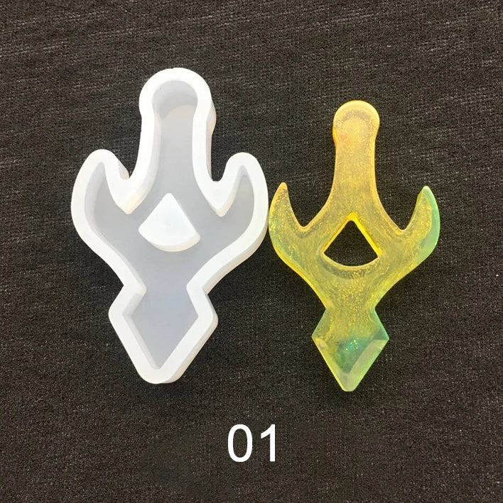 12pcs/set Halloween Cross Pendants Epoxy Resin Mold Silicone Mould for Jewelry Making DIY Crystal Keychain Crafts Casting Tools