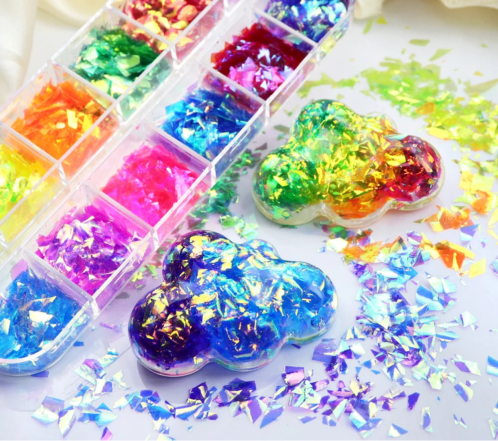 Aurora Iridescent Irregular Glitter Flakes Epoxy Resin Filling Chunky Sequins Large Fragment Resin Mold Filler DIY Crafts Making