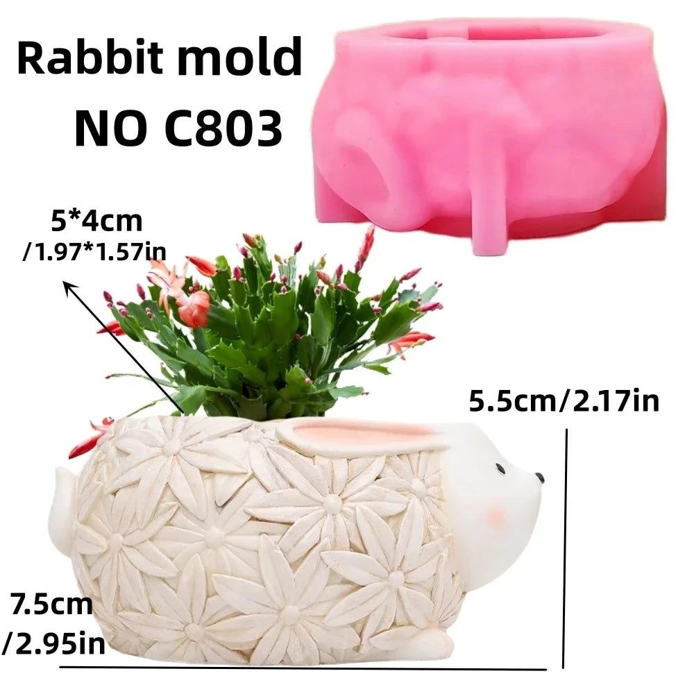 3D Animal Slippers Succulent Plant Flower Pot Resin Silicone Mold Hole Shoes Sandals Storage Box Pen Holder Concrete Gypsum Mold