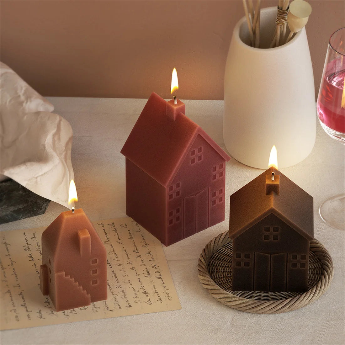 3D House Candle Silicone Mold Stereoscopic House DIY Candle Mold Gypsum Concrete Epoxy Resin Mold House Home Decoration Casting